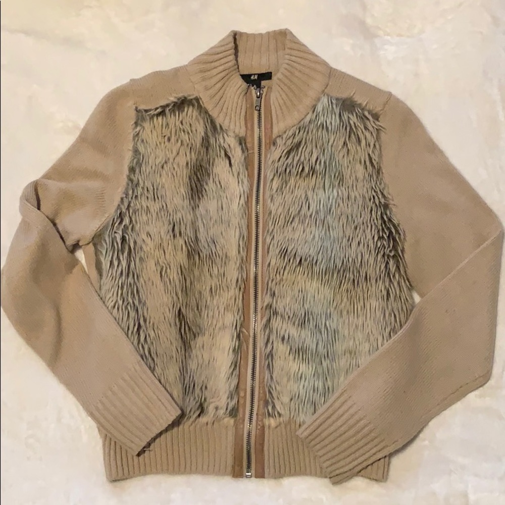 Faux fur cardigan